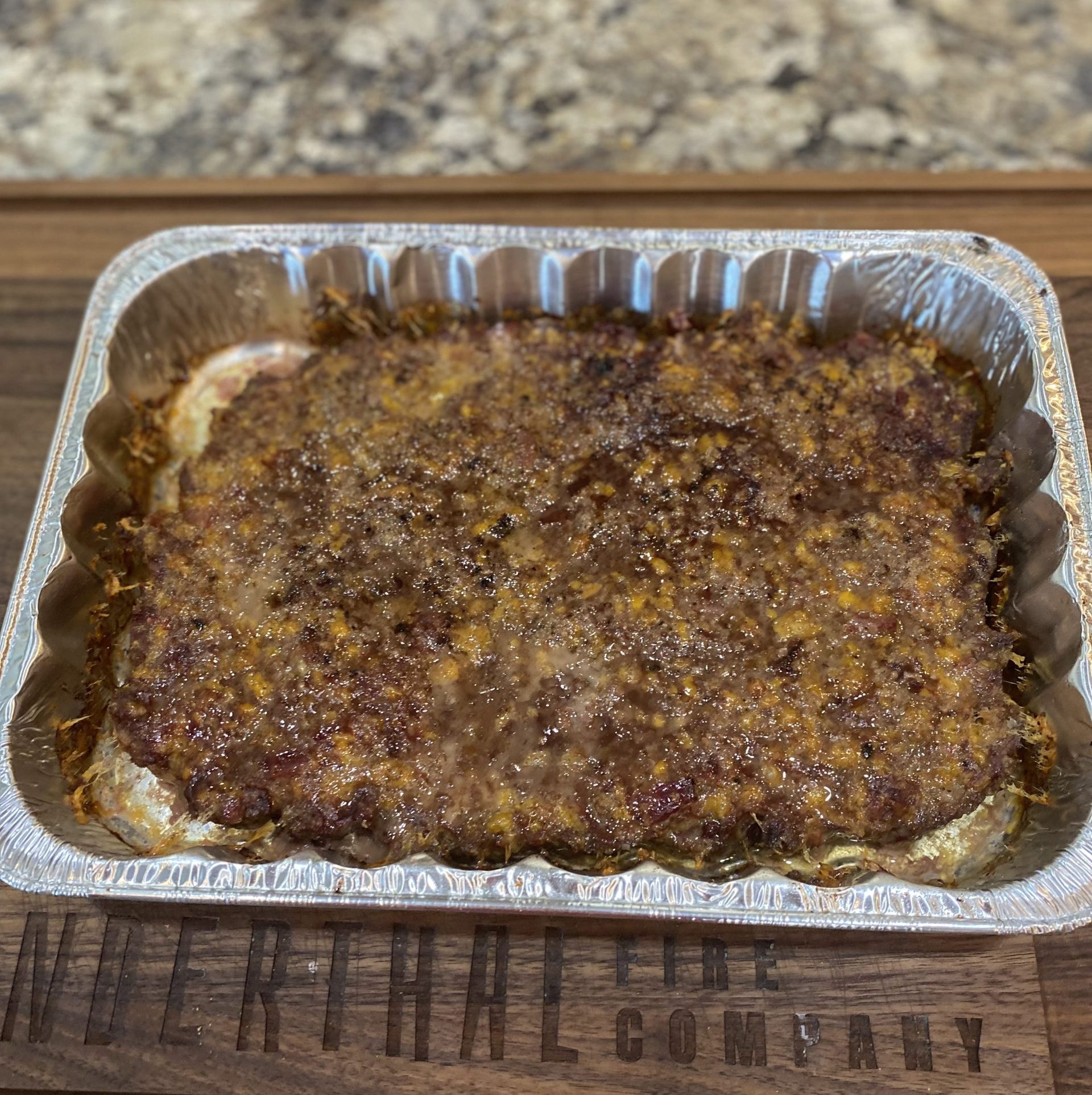 cooked pan of meatloaf